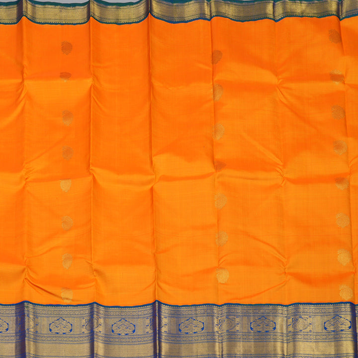 Hayagrivas Handloom Mambazham Orange Kanjivaram Silk Saree with Mayilkazhuthu Border KBE2510C3-2