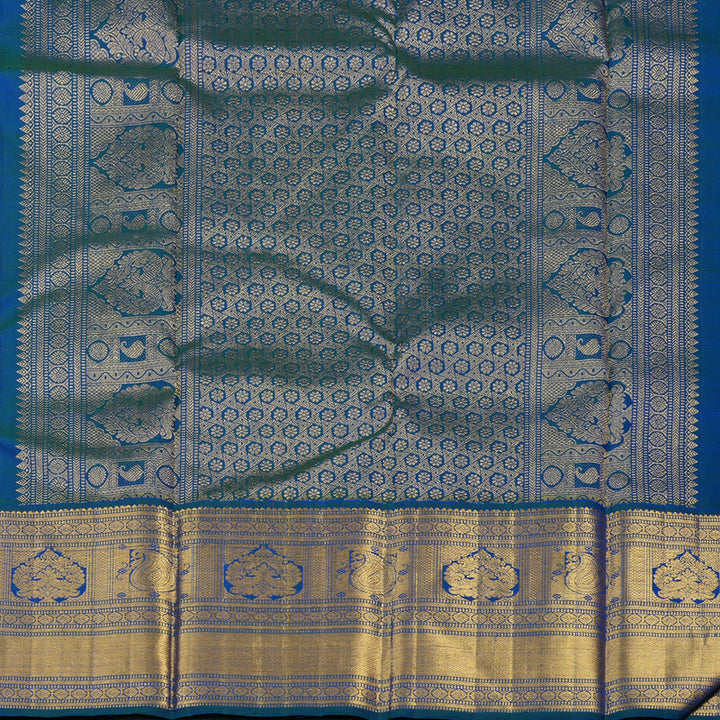 Hayagrivas Handloom Mambazham Orange Kanjivaram Silk Saree with Mayilkazhuthu Border KBE2510C3-2
