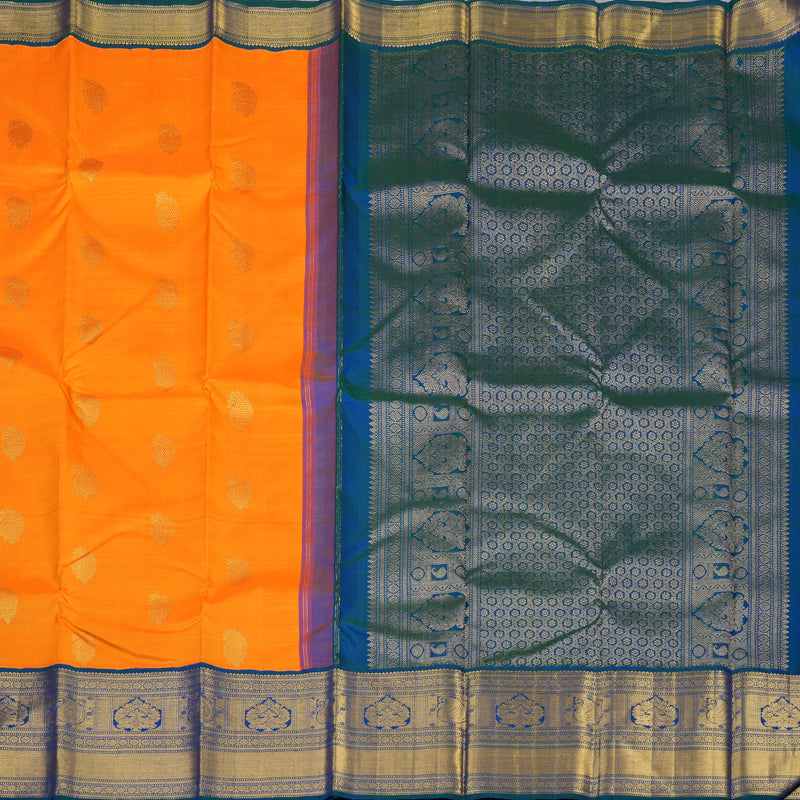 Hayagrivas Handloom Mambazham Orange Kanjivaram Silk Saree with Mayilkazhuthu Border KBE2510C3-2