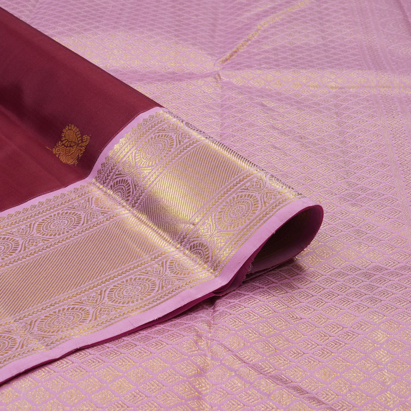 Hayagrivas Handloom Cherry Red Kanjivaram Silk Saree with Rose Pink Border KBE2510C3-3