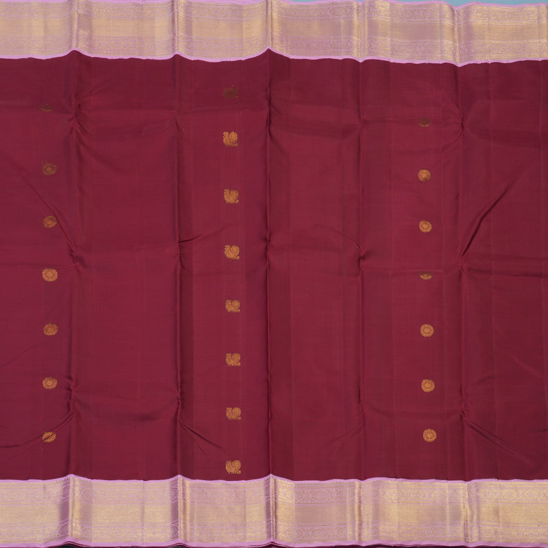 Hayagrivas Handloom Cherry Red Kanjivaram Silk Saree with Rose Pink Border KBE2510C3-3