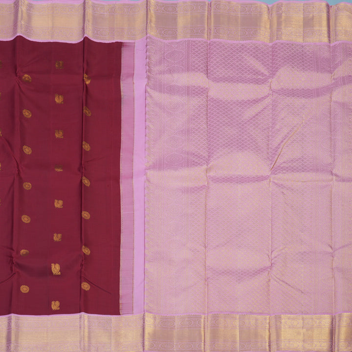 Hayagrivas Handloom Cherry Red Kanjivaram Silk Saree with Rose Pink Border KBE2510C3-3