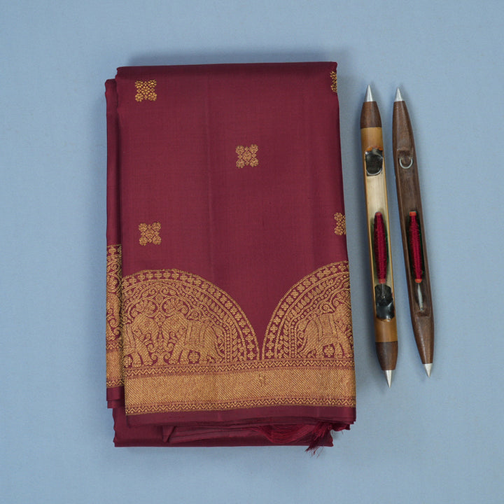 Hayagrivas Handloom Maroon Kanjivaram Silk Saree KBE2512C2-1