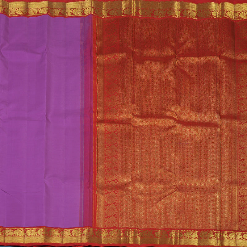 Hayagrivas Handloom Purple Kanjivaram Silk Saree with Red Border KBE2512C3-1