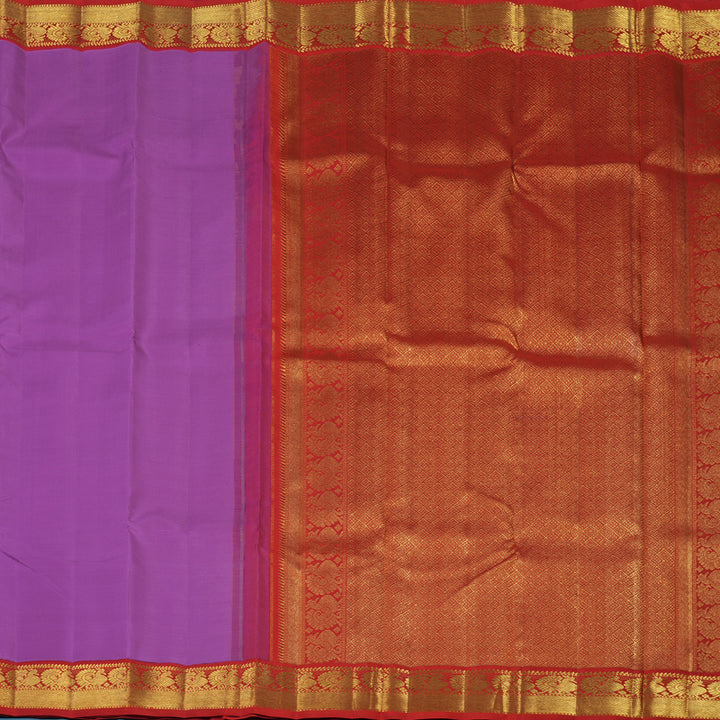 Hayagrivas Handloom Purple Kanjivaram Silk Saree with Red Border KBE2512C3-1