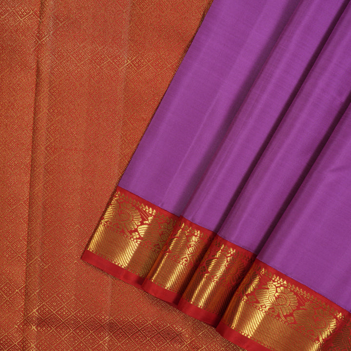 Hayagrivas Handloom Purple Kanjivaram Silk Saree with Red Border KBE2512C3-1