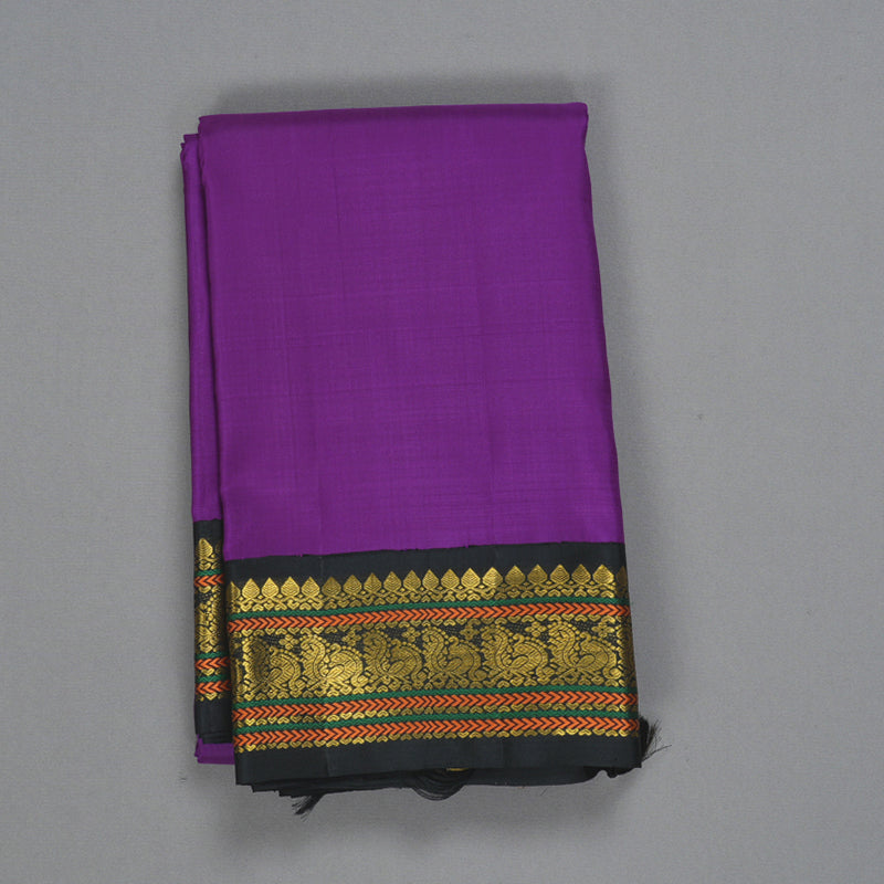 Hayagrivas Handloom Purple Kanjivaram Silk Saree with Black Border KBF2512C4-1