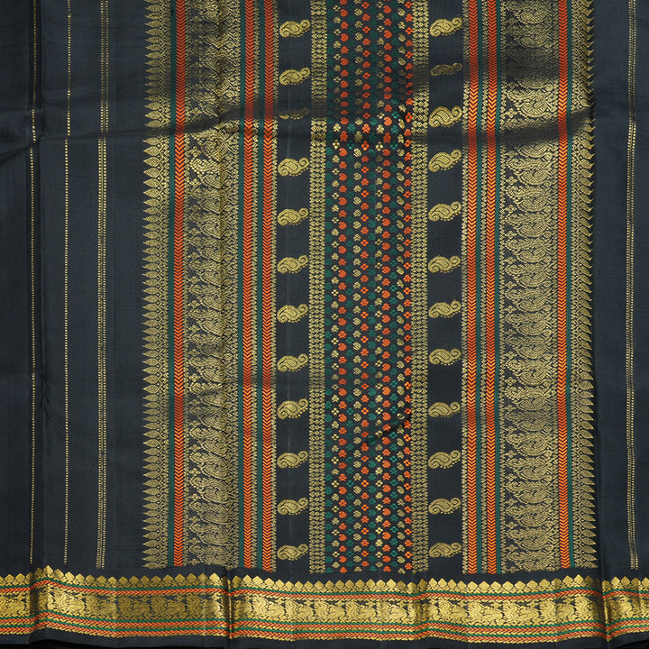 Hayagrivas Handloom Purple Kanjivaram Silk Saree with Black Border KBF2512C4-1
