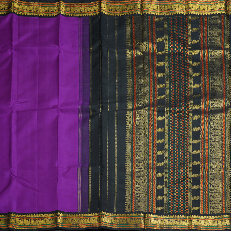 Hayagrivas Handloom Purple Kanjivaram Silk Saree with Black Border KBF2512C4-1