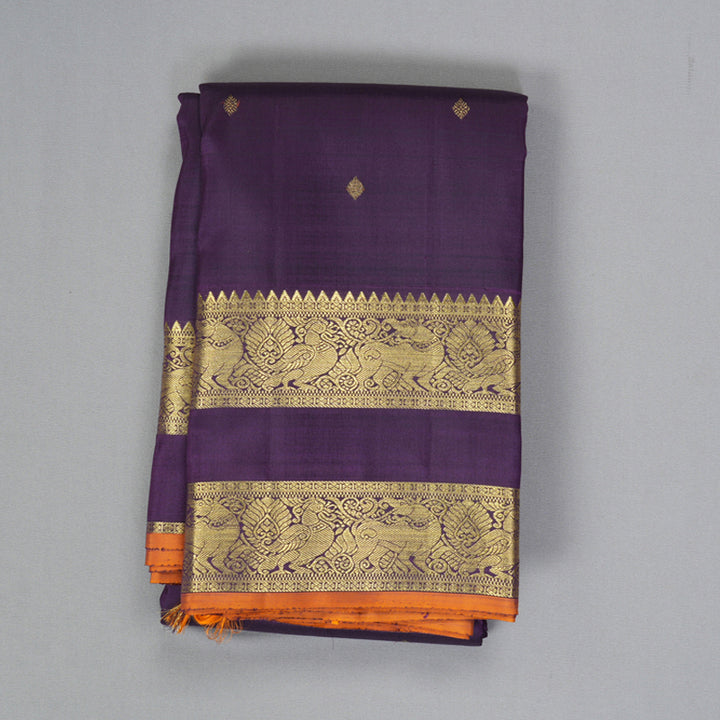 Hayagrivas Handloom Dark Purple Kanjivaram Silk Saree KBE2514C11-1