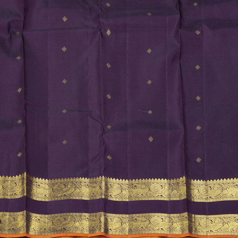 Hayagrivas Handloom Dark Purple Kanjivaram Silk Saree KBE2514C11-1