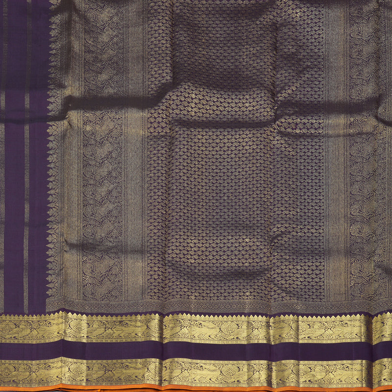 Hayagrivas Handloom Dark Purple Kanjivaram Silk Saree KBE2514C11-1