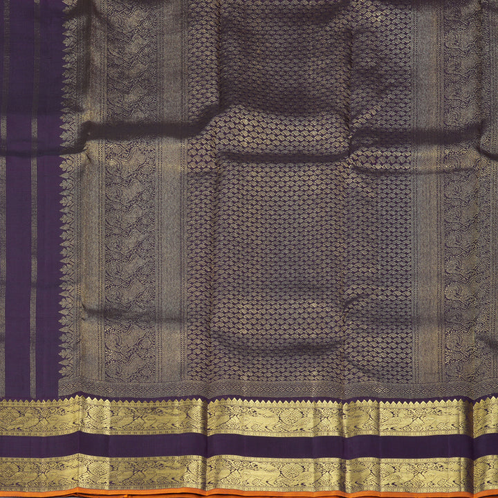Hayagrivas Handloom Dark Purple Kanjivaram Silk Saree KBE2514C11-1