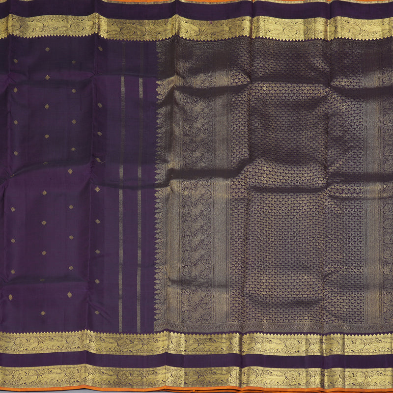 Hayagrivas Handloom Dark Purple Kanjivaram Silk Saree KBE2514C11-1