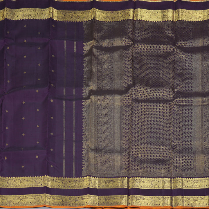 Hayagrivas Handloom Dark Purple Kanjivaram Silk Saree KBE2514C11-1