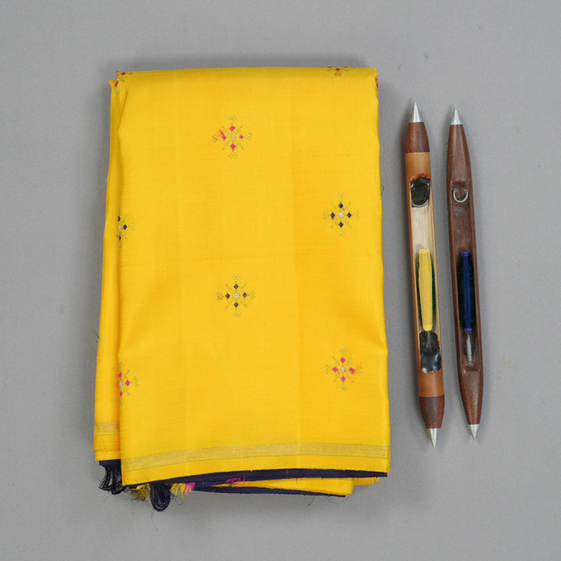 Hayagrivas Handloom Yellow Kanjivaram Silk Saree KBE2514C3-1