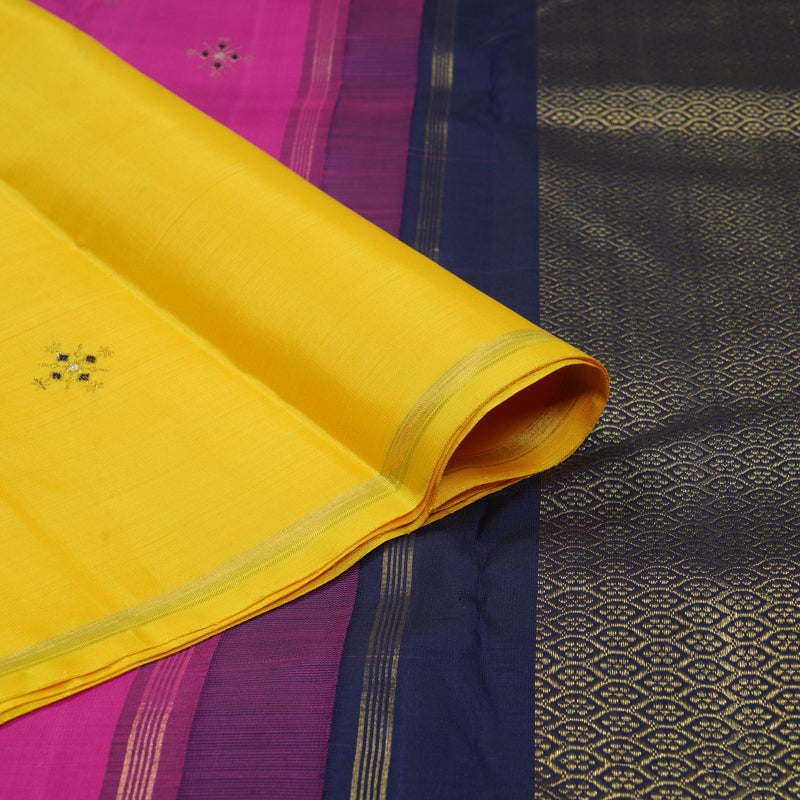 Hayagrivas Handloom Yellow Kanjivaram Silk Saree KBE2514C3-1