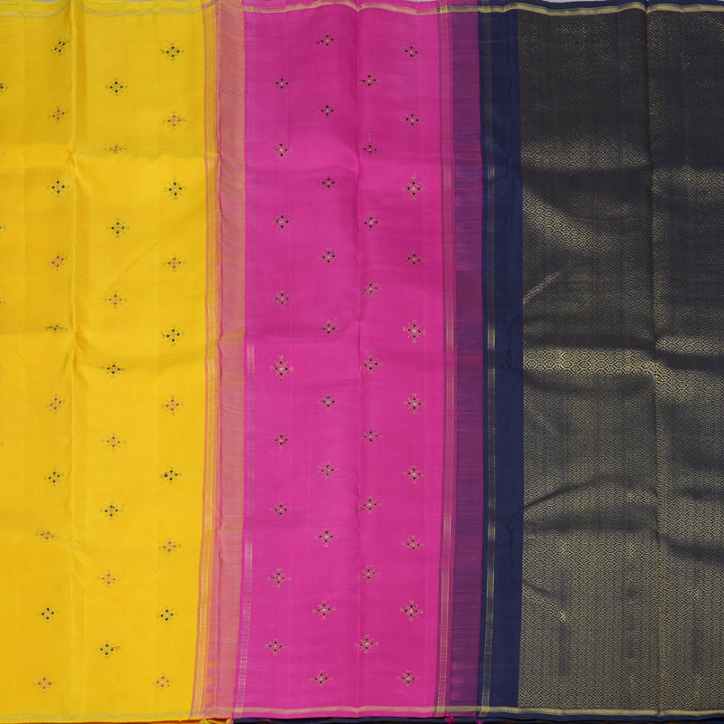 Hayagrivas Handloom Yellow Kanjivaram Silk Saree KBE2514C3-1