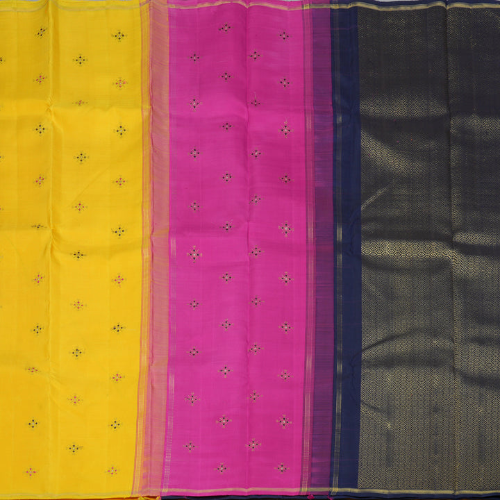 Hayagrivas Handloom Yellow Kanjivaram Silk Saree KBE2514C3-1