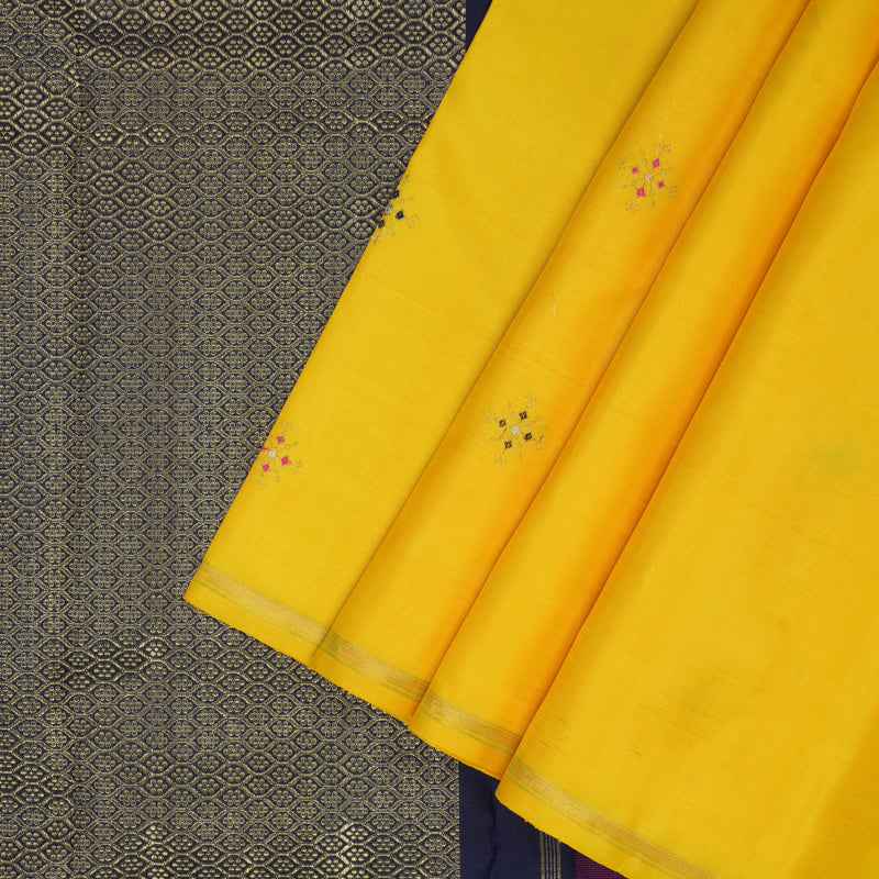 Hayagrivas Handloom Yellow Kanjivaram Silk Saree KBE2514C3-1