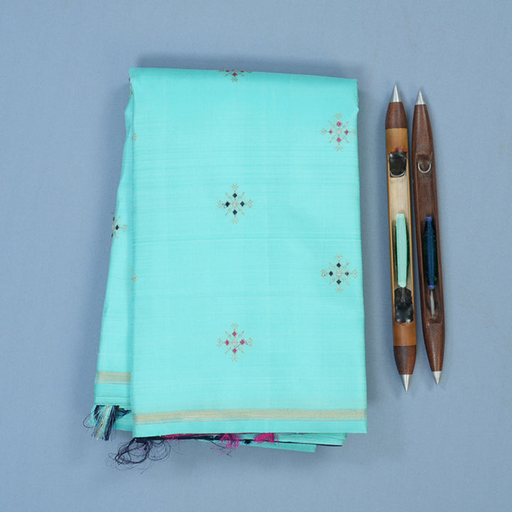 Hayagrivas Handloom Sea Blue Kanjivaram Silk Saree KBE2514C4-1
