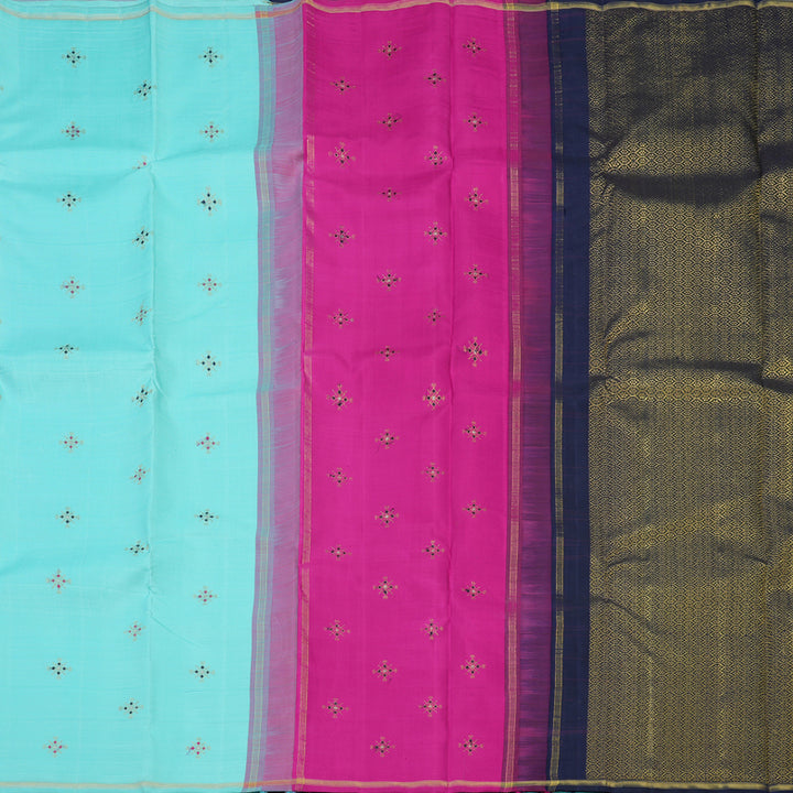 Hayagrivas Handloom Sea Blue Kanjivaram Silk Saree KBE2514C4-1