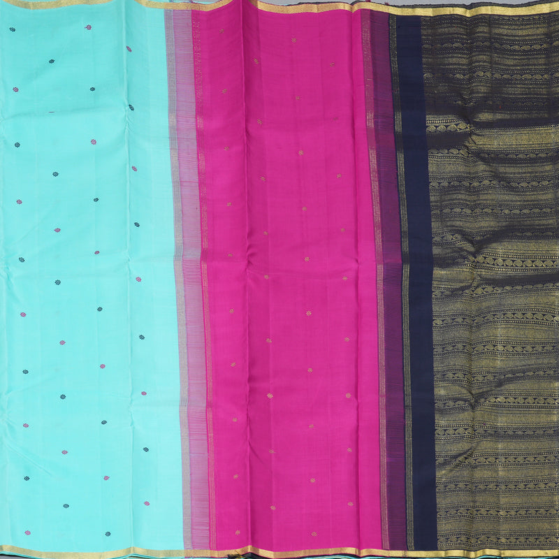 Hayagrivas Handloom Ice Blue Kanjivaram Silk Saree KBE2514C5-1