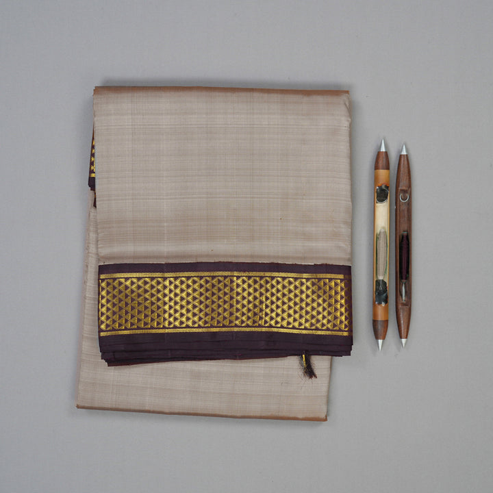 Hayagrivas Handloom Royal Grey Ten Yards Silk Saree with Nagapazham Border KBE2515C15-1