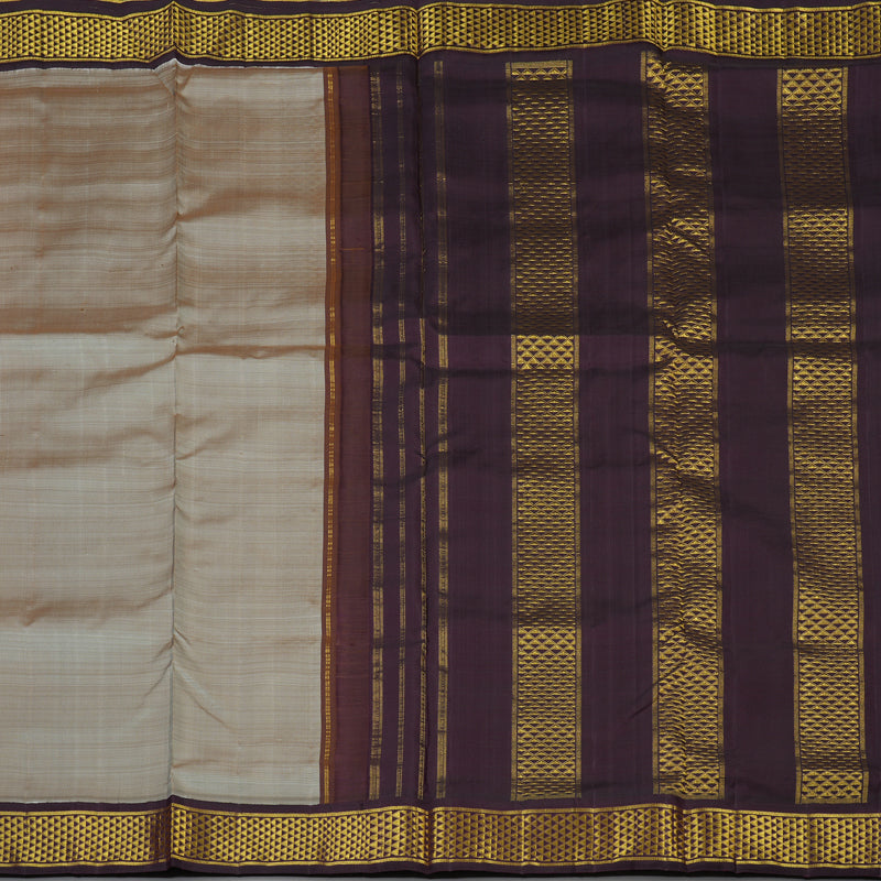 Hayagrivas Handloom Royal Grey Ten Yards Silk Saree with Nagapazham Border KBE2515C15-1