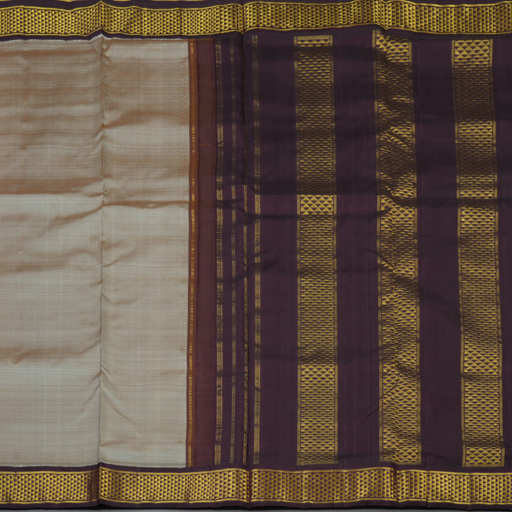 Hayagrivas Handloom Royal Grey Ten Yards Silk Saree with Nagapazham Border KBE2515C15-1