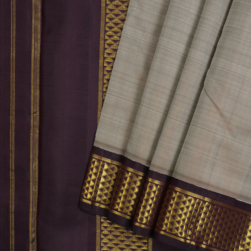 Hayagrivas Handloom Royal Grey Ten Yards Silk Saree with Nagapazham Border KBE2515C15-1