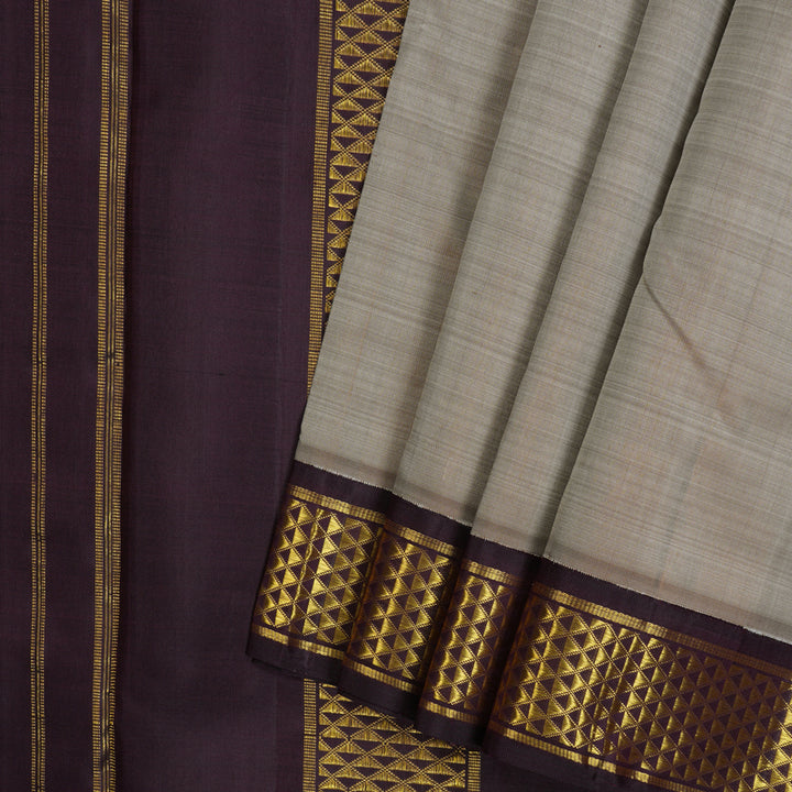 Hayagrivas Handloom Royal Grey Ten Yards Silk Saree with Nagapazham Border KBE2515C15-1