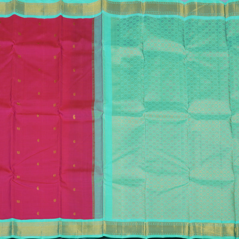 Hayagrivas Handloom Pink Kanjivaram Silk Saree with Sea Green Border KBE2515C3-2