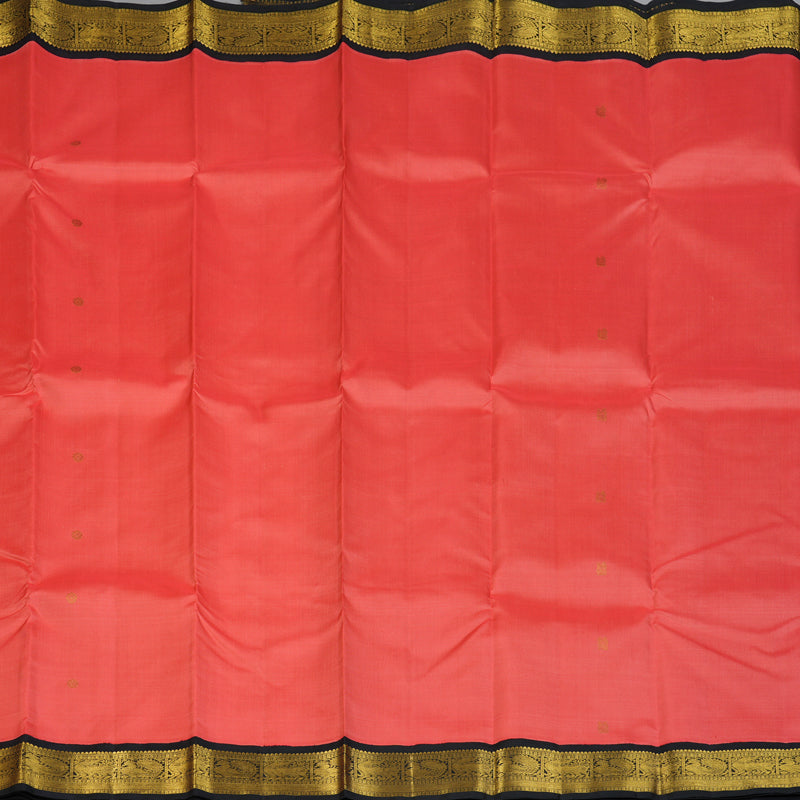 Hayagrivas Handloom Peach Pink Kanjivaram Silk Saree with Black Border KBE2515C4-2
