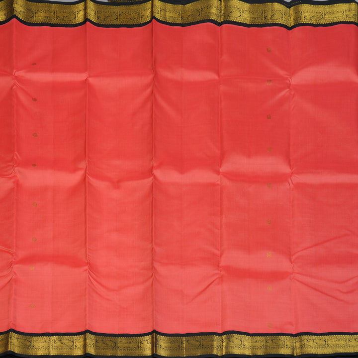 Hayagrivas Handloom Peach Pink Kanjivaram Silk Saree with Black Border KBE2515C4-2