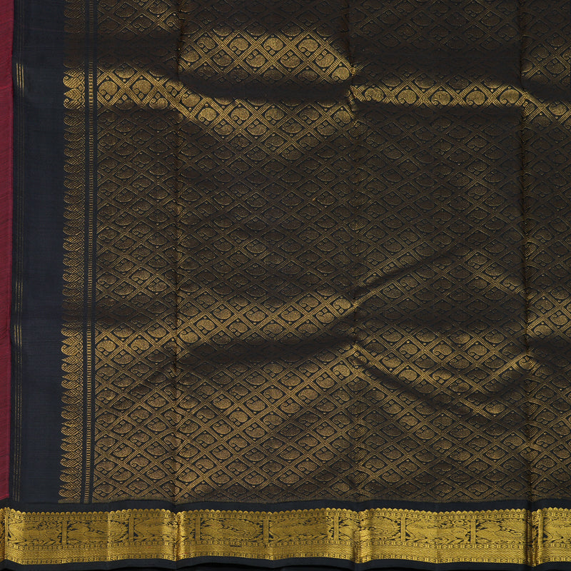 Hayagrivas Handloom Peach Pink Kanjivaram Silk Saree with Black Border KBE2515C4-2