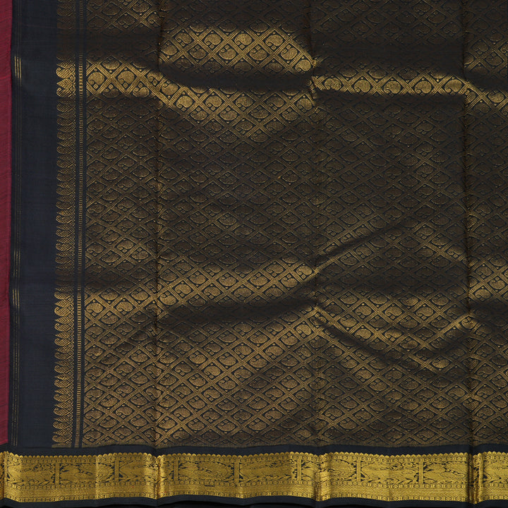 Hayagrivas Handloom Peach Pink Kanjivaram Silk Saree with Black Border KBE2515C4-2