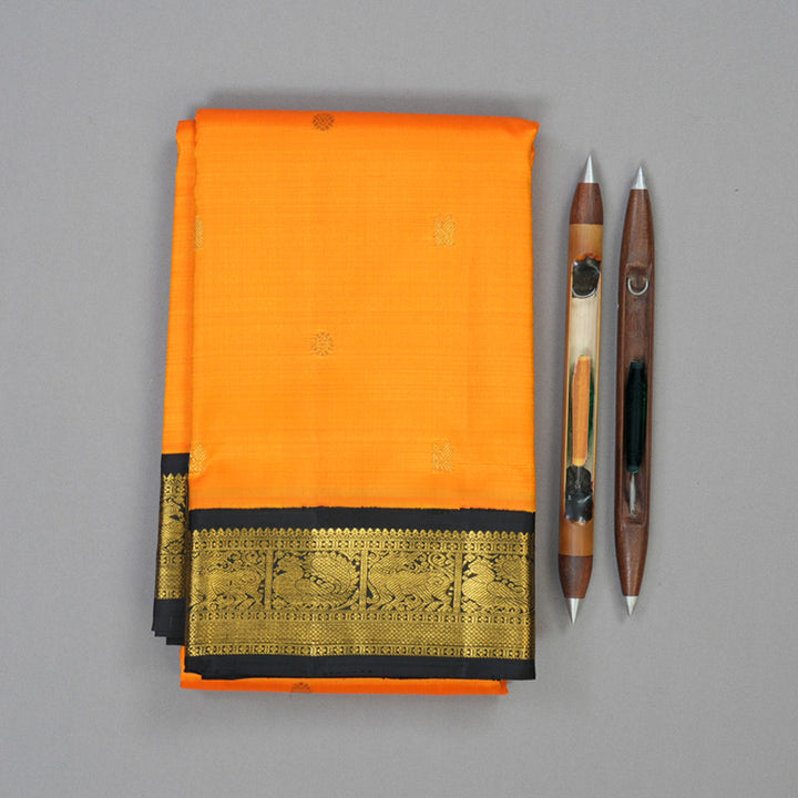 Hayagrivas Handloom Mambazham Orange Kanjivaram Silk Saree with Deep Nagapazham Border KBE2515C5-3