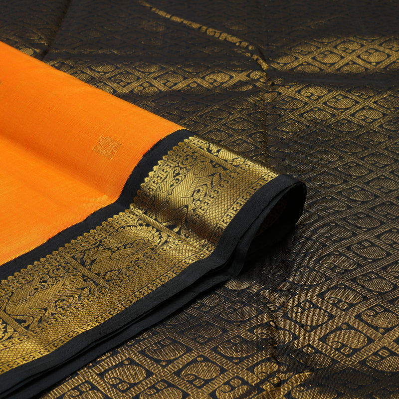 Hayagrivas Handloom Mambazham Orange Kanjivaram Silk Saree with Deep Nagapazham Border KBE2515C5-3