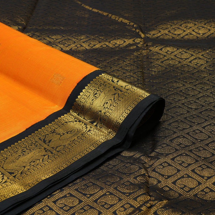 Hayagrivas Handloom Mambazham Orange Kanjivaram Silk Saree with Deep Nagapazham Border KBE2515C5-3
