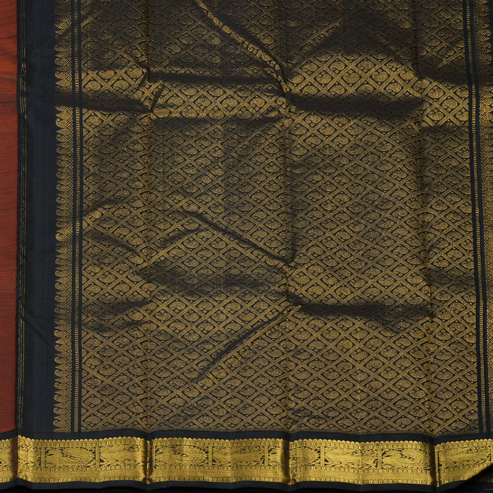 Hayagrivas Handloom Mambazham Orange Kanjivaram Silk Saree with Deep Nagapazham Border KBE2515C5-3