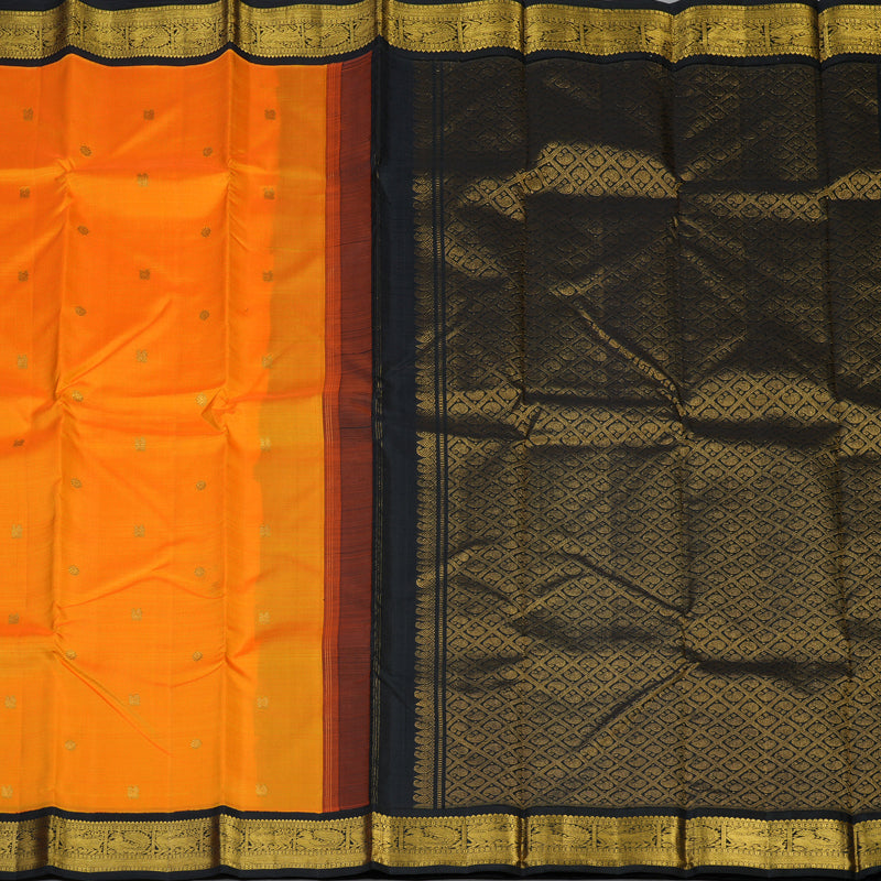 Hayagrivas Handloom Mambazham Orange Kanjivaram Silk Saree with Deep Nagapazham Border KBE2515C5-3
