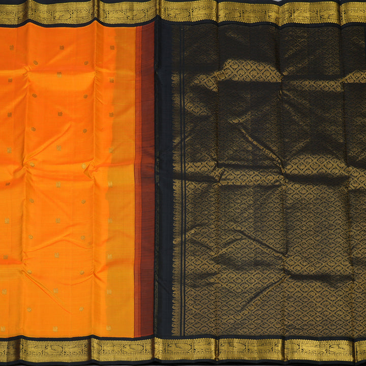 Hayagrivas Handloom Mambazham Orange Kanjivaram Silk Saree with Deep Nagapazham Border KBE2515C5-3