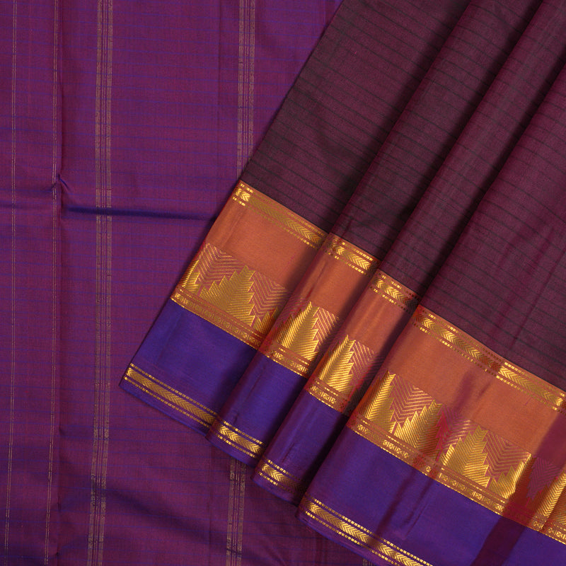 Hayagrivas Handloom Wine Kanjivaram Silk Saree with Purple Border KBE2516C1-13