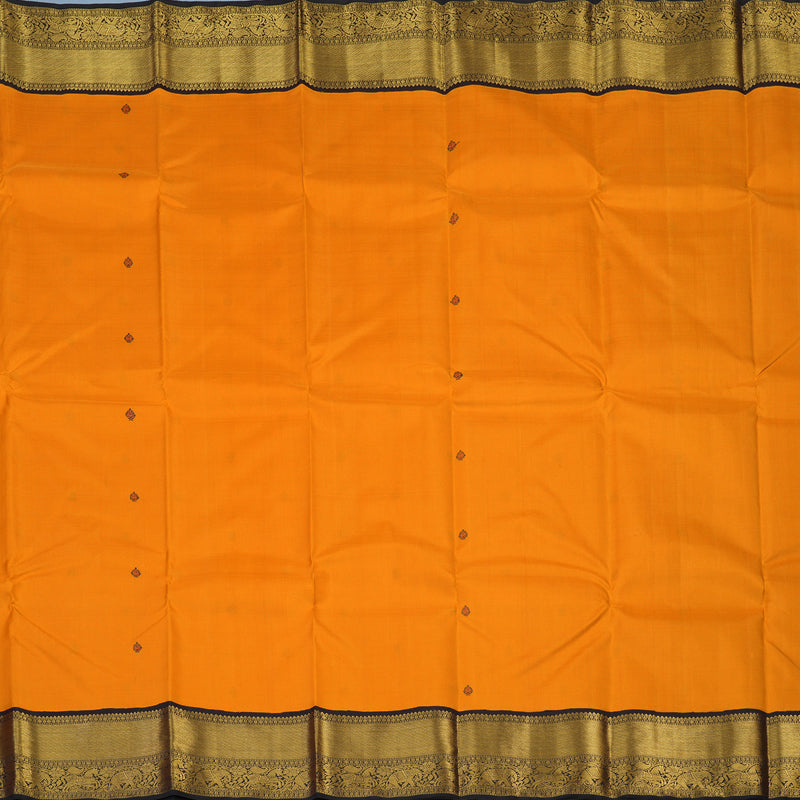 Hayagrivas Handloom Orange Kanjivaram Silk Saree with Kanchana Brown Border KBE2518C1-2