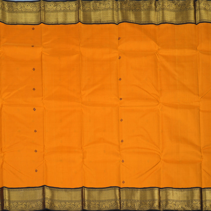 Hayagrivas Handloom Orange Kanjivaram Silk Saree with Kanchana Brown Border KBE2518C1-2