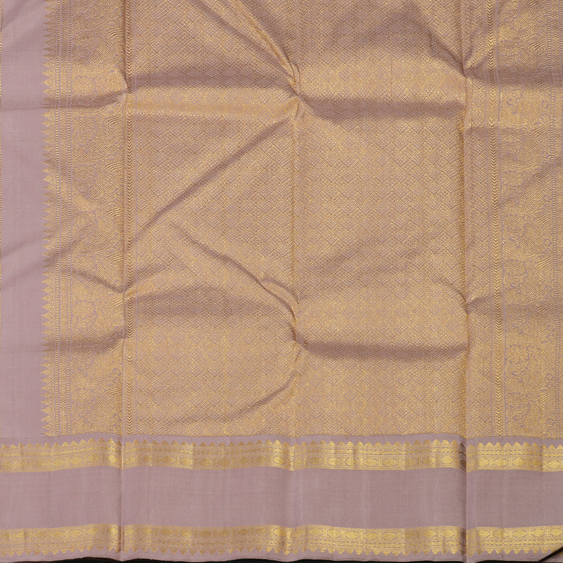 Hayagrivas Handloom Light Brown Kanjivaram Silk Saree with Onion Pink Border KBE2518C2-2