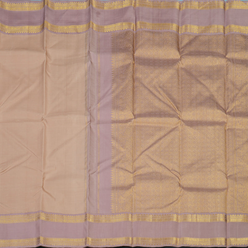 Hayagrivas Handloom Light Brown Kanjivaram Silk Saree with Onion Pink Border KBE2518C2-2