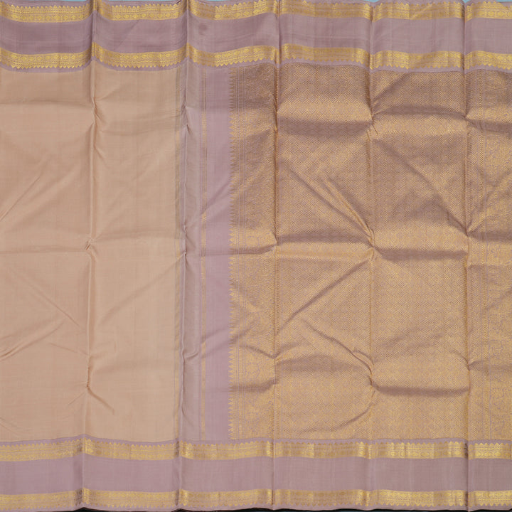 Hayagrivas Handloom Light Brown Kanjivaram Silk Saree with Onion Pink Border KBE2518C2-2