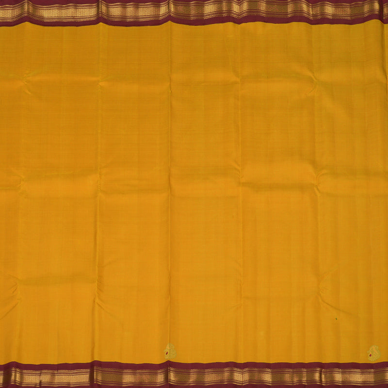 Hayagrivas Handloom Manjal Kanjivaram Silk Saree with Maroon Border KBE2518C4-1